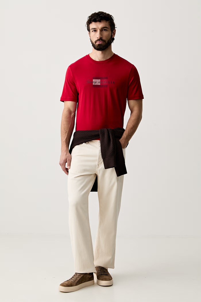 Tommy Hilfiger t-shirt ανδρικό βαμβακερό MW0MW43226 κόκκινο AW26