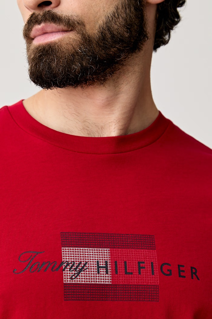 Tommy Hilfiger t-shirt ανδρικό βαμβακερό MW0MW43226 κόκκινο