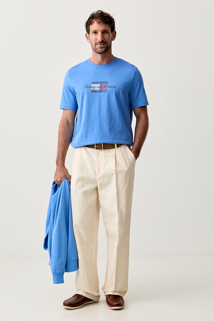 Tommy Hilfiger t-shirt ανδρικό βαμβακερό MW0MW43226 μπλε AW26