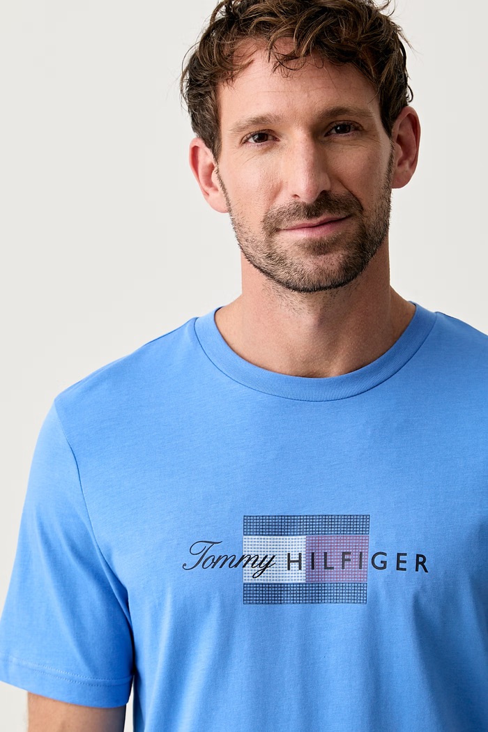 Tommy Hilfiger t-shirt ανδρικό βαμβακερό μπλε MW0MW43226