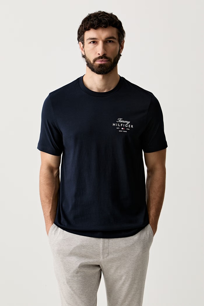 Tommy Hilfiger t-shirt ανδρικό βαμβακερό σκούρο μπλε MW0MW43224