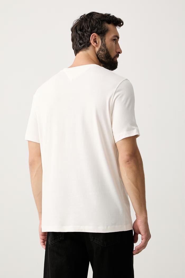 Odzież Tommy Hilfiger T-shirt męski bawełniany MW0MW43197 beżowy