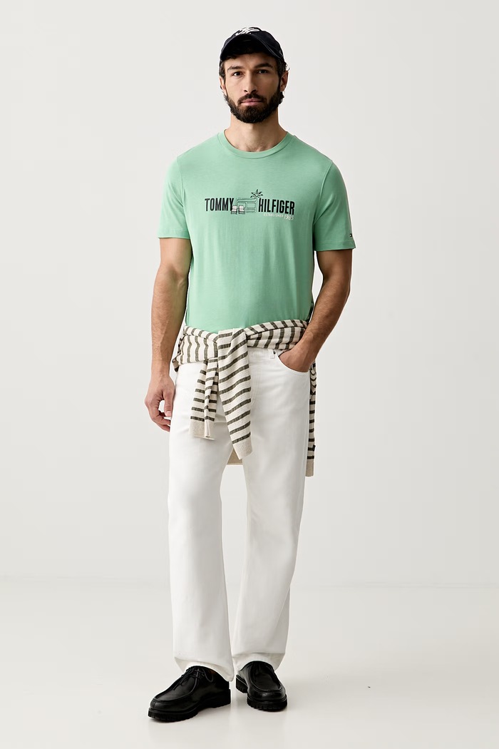 Tommy Hilfiger t-shirt ανδρικό βαμβακερό MW0MW43197 πράσινο AW26