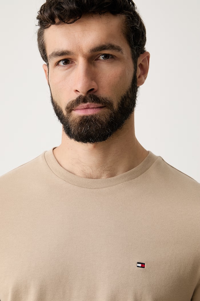Tommy Hilfiger T-shirt męski bawełniany beżowy MW0MW39995.