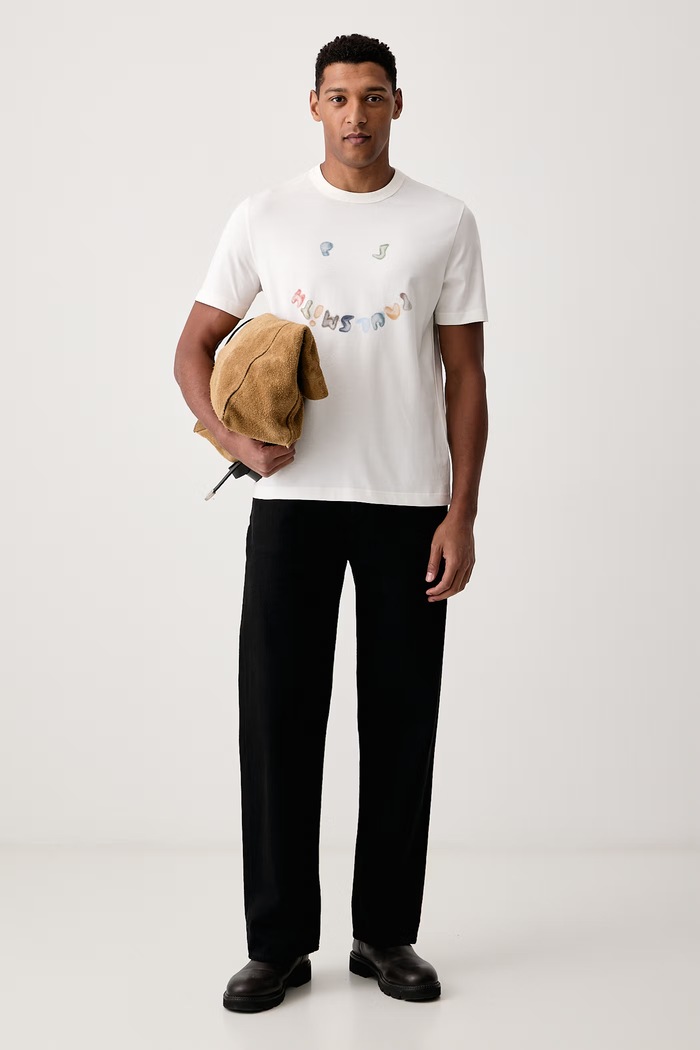 PS Paul Smith T-shirt męski bawełniany M2R.220X.WP6085 beżowy AW26
