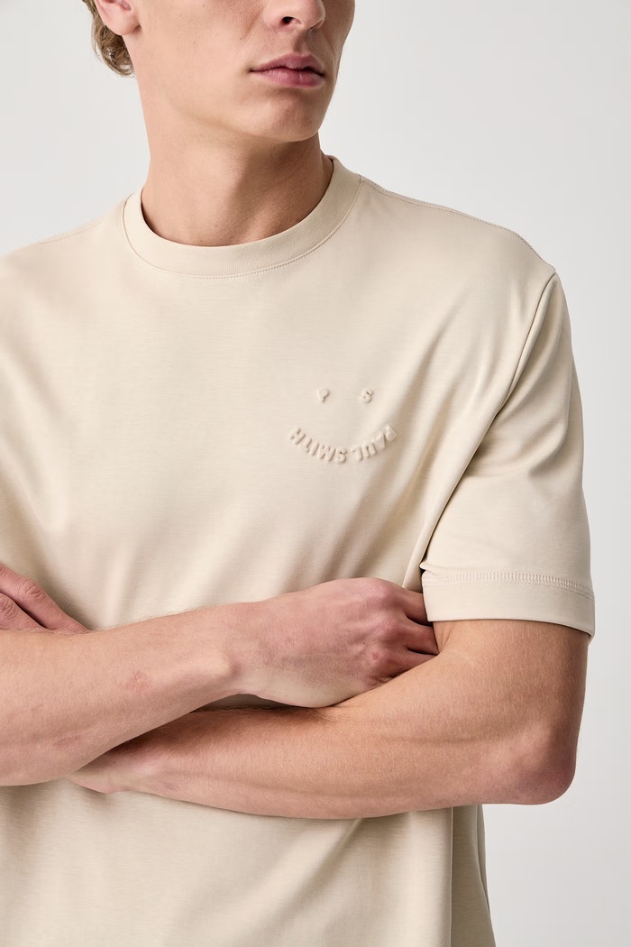 T-shirt męski bawełniany z elastanem PS Paul Smith M2R.965X.W22560 beżowy
