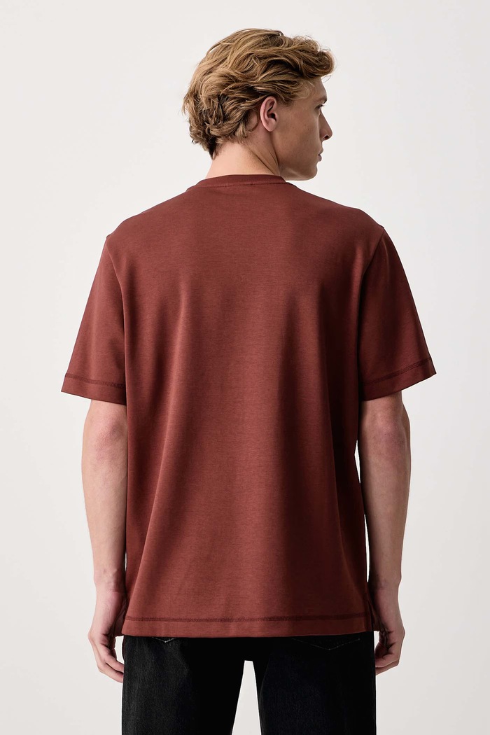 Odzież PS Paul Smith T-shirt męski bawełniany z elastanem M2R.965X.W22560 brązowy