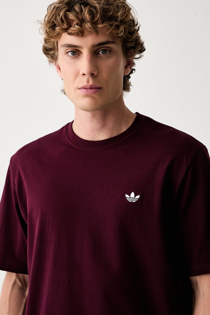 adidas Originals t-shirt ανδρικό βαμβακερό Trefoil Essentials μπορντό KW5050