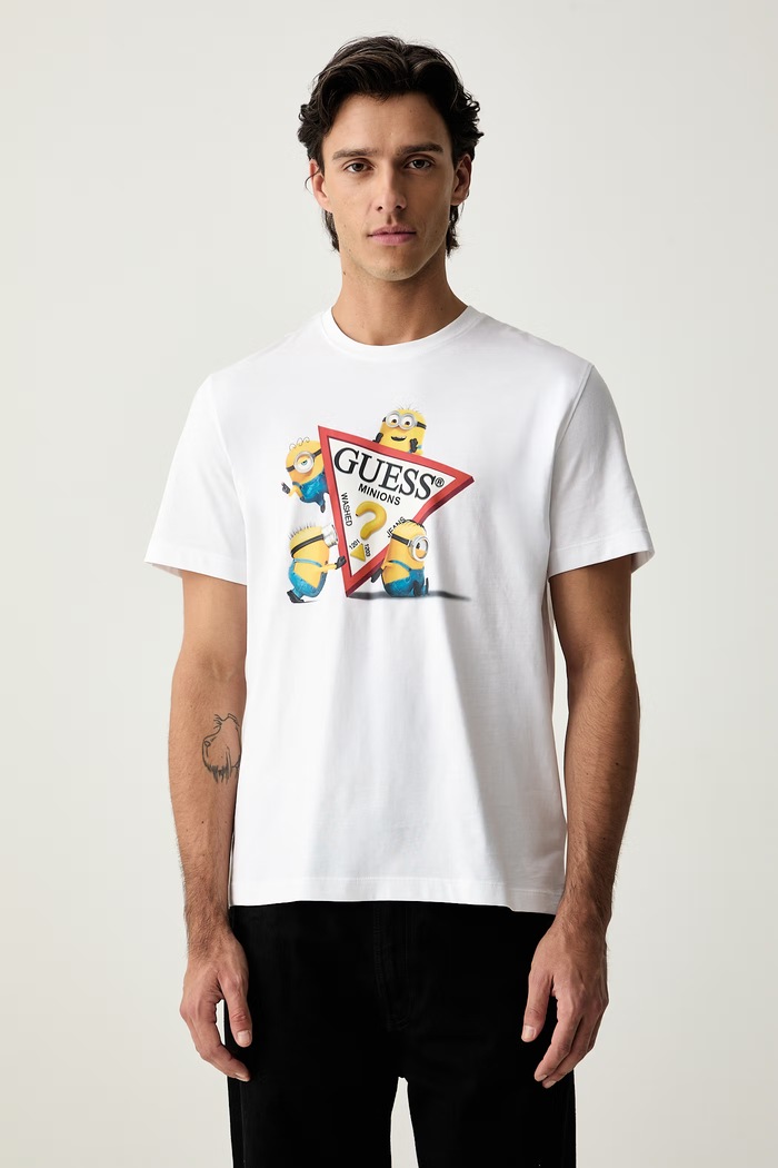Guess Jeans tričko pánske bavlnené biela M6YI84.K6412