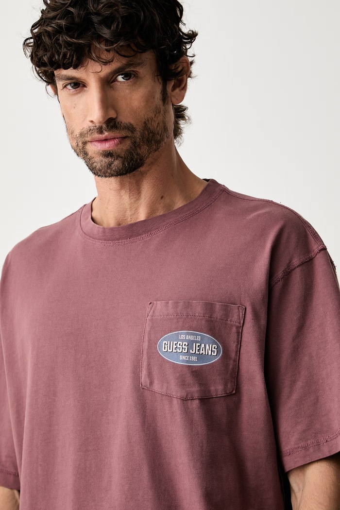 Guess Jeans tricou pentru bărbați din bumbac roz M6YI16.K3947