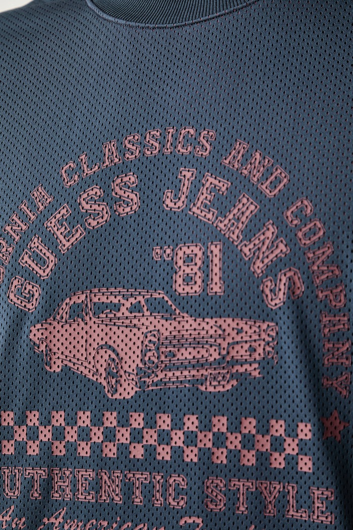 Guess Jeans T-shirt męski skórzany M6YI15.K3946 granatowy