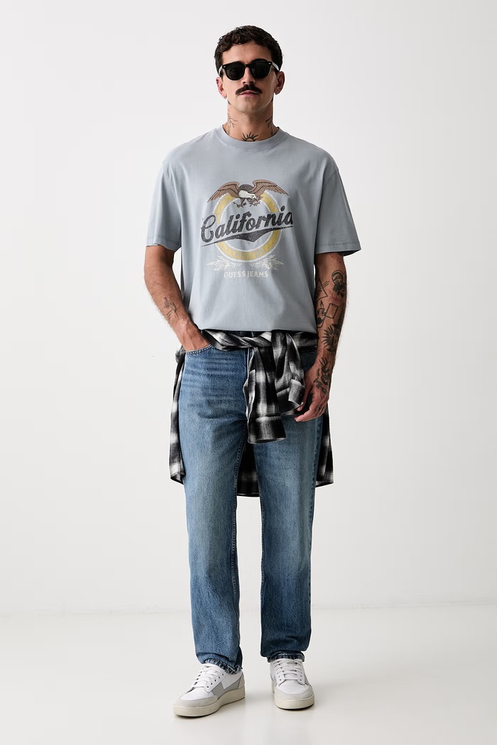 Guess Jeans tričko pánské bavlněné M6YI14.K3945 modrá AW26