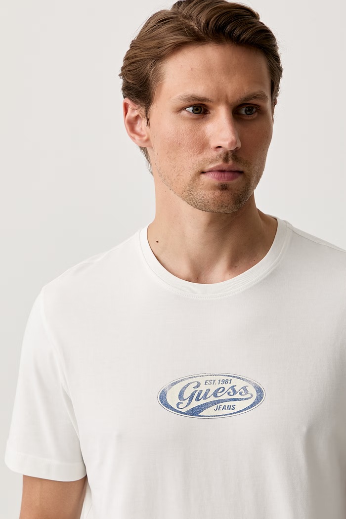 Guess Jeans tričko pánske bavlnené béžová M6YI06.K3649