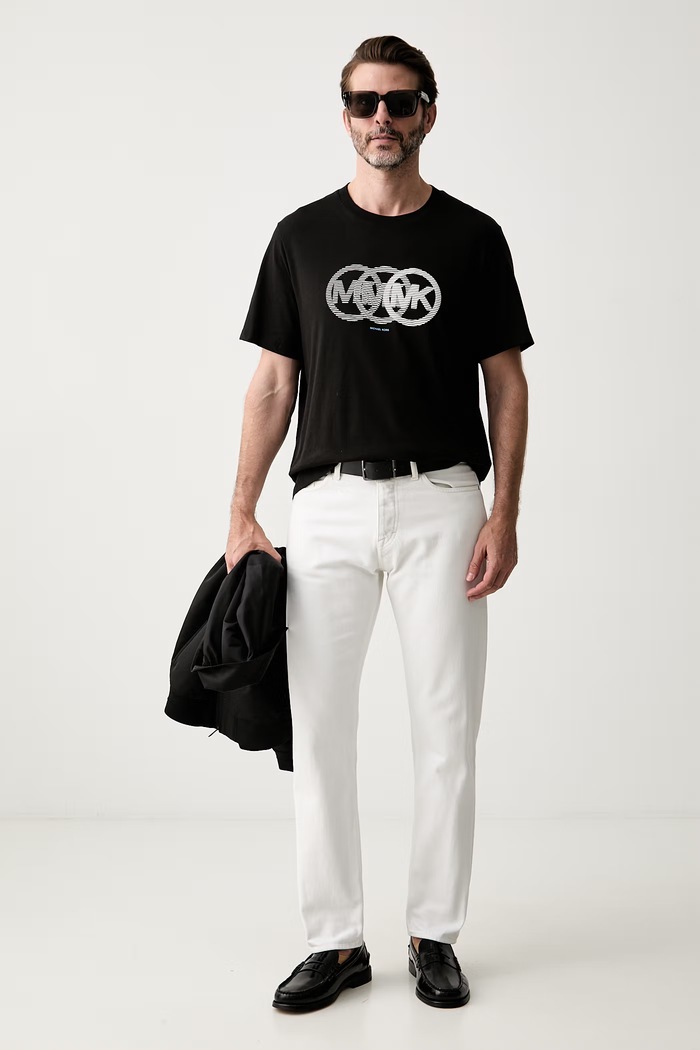 Michael Kors T-shirt męski bawełniany CT6531IFV4 czarny AW26