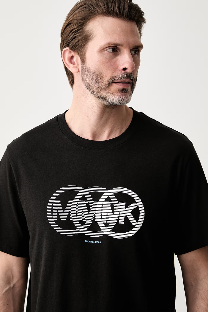 Michael Kors T-shirt męski bawełniany czarny CT6531IFV4