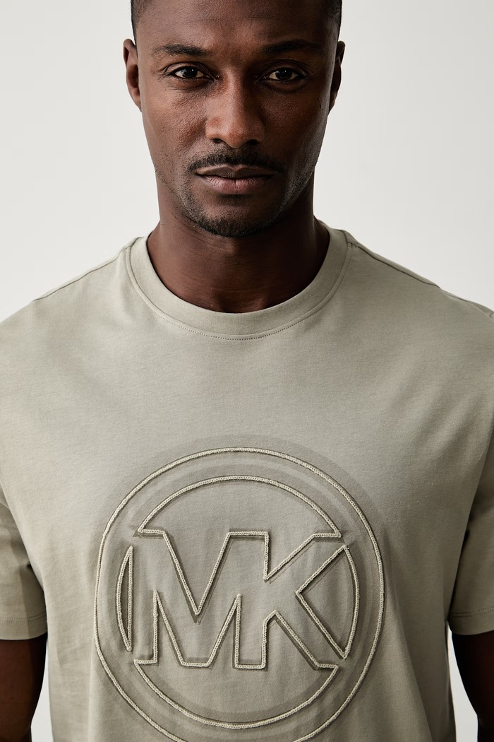 Michael Kors T-shirt męski bawełniany zielony CT65325FV4