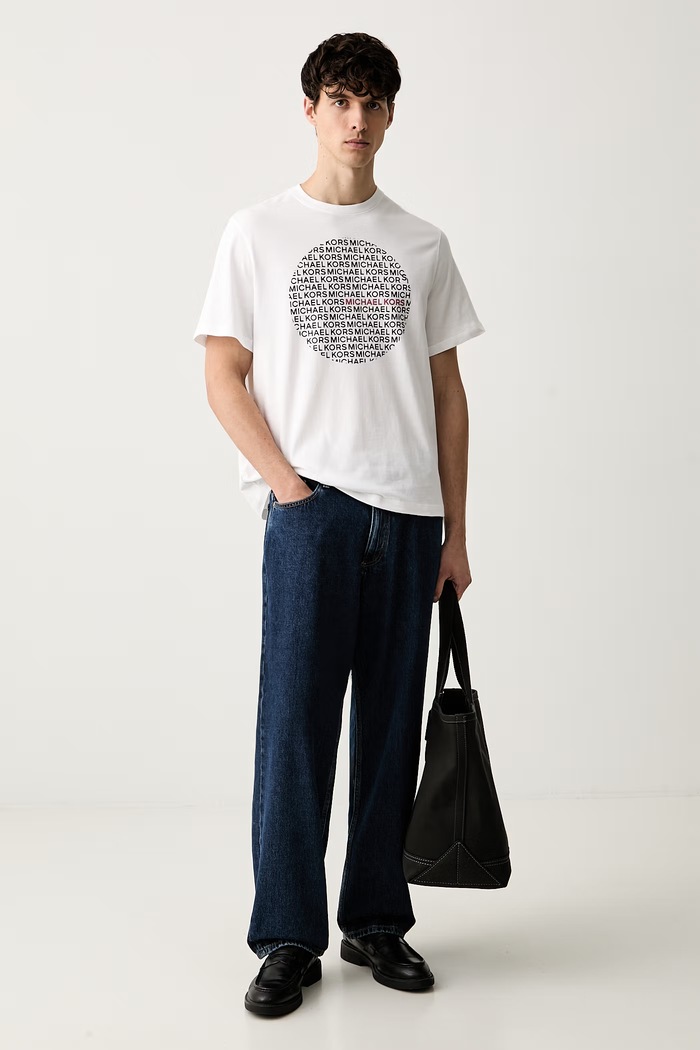 Michael Kors T-shirt męski bawełniany CT6531HFV4 biały AW26