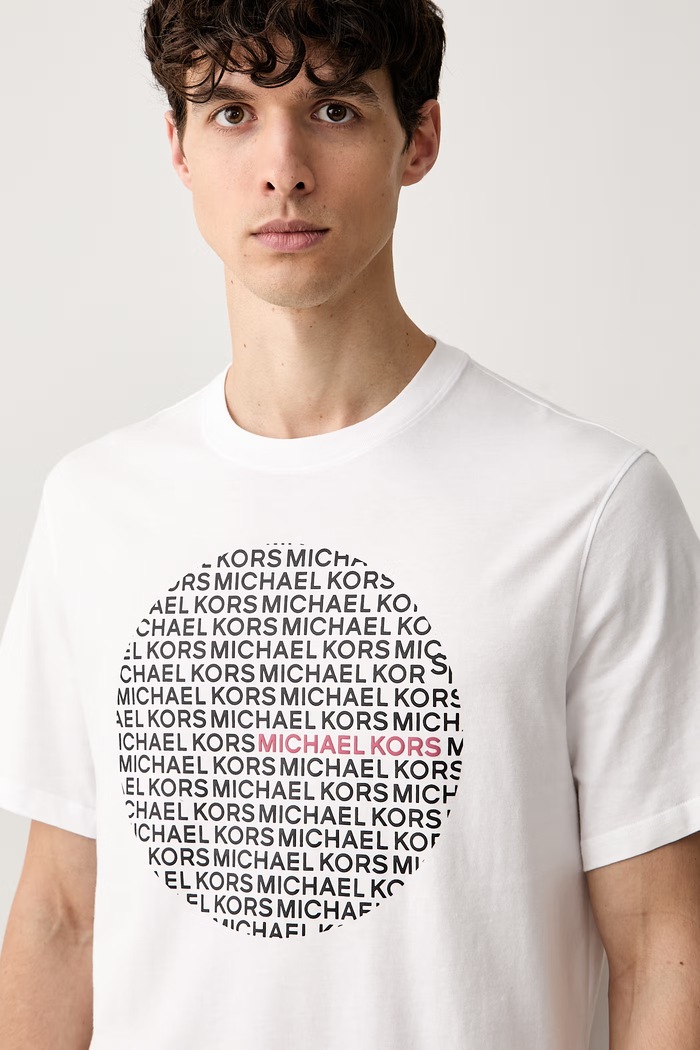 Michael Kors T-shirt męski bawełniany biały CT6531HFV4