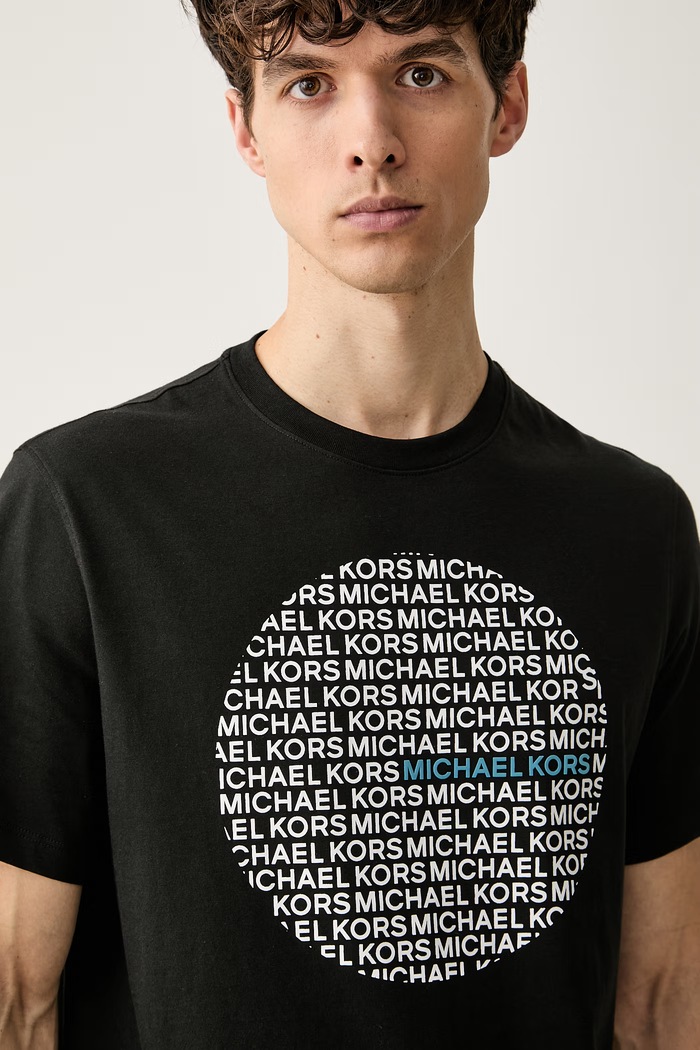 Michael Kors T-shirt męski bawełniany czarny CT6531HFV4