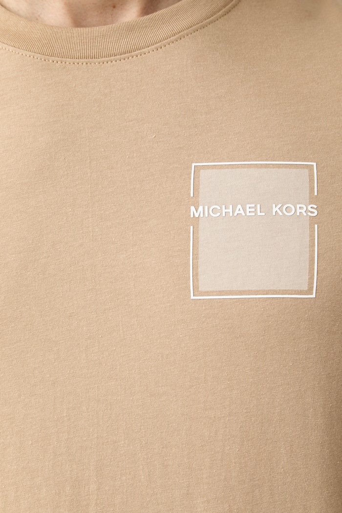 Michael Kors T-shirt męski bawełniany CS552MZFV4 beżowy