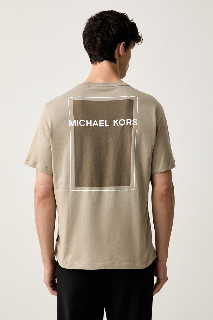 Odzież Michael Kors T-shirt męski bawełniany CS552MZFV4 zielony