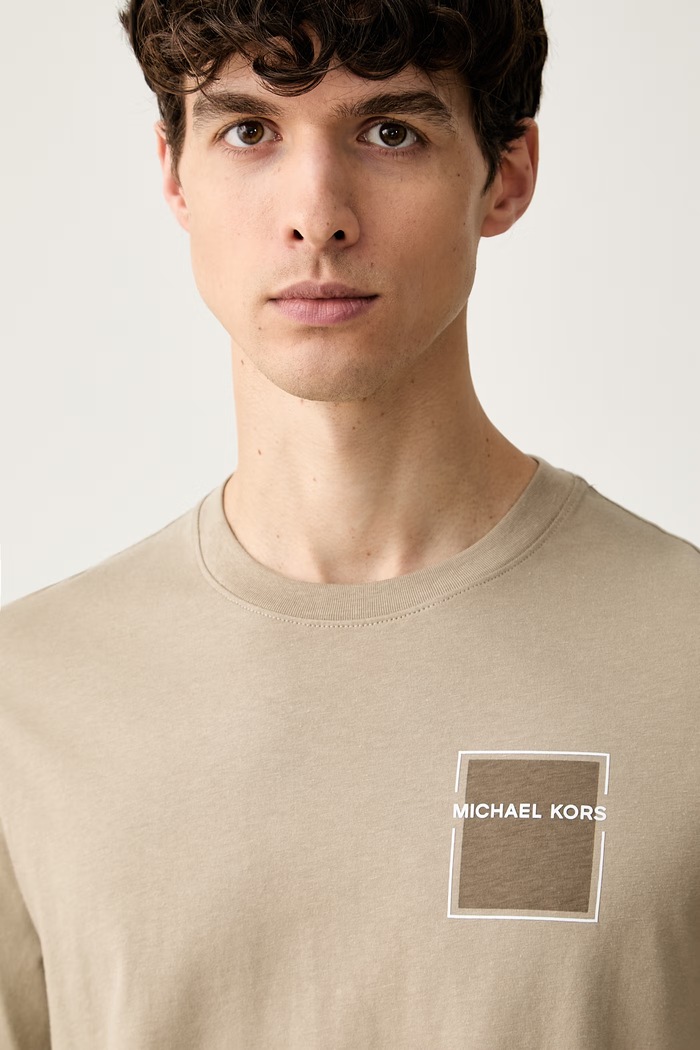 Michael Kors T-shirt męski bawełniany zielony CS552MZFV4