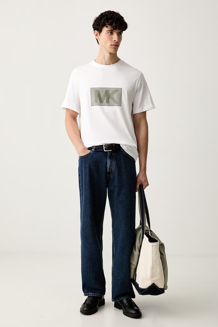 Michael Kors T-shirt męski bawełniany CT6531DFV4 biały AW26