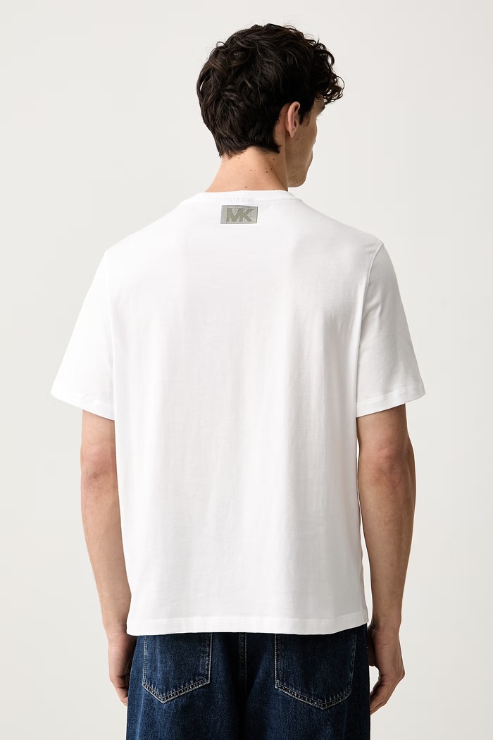 Odzież Michael Kors T-shirt męski bawełniany CT6531DFV4 biały