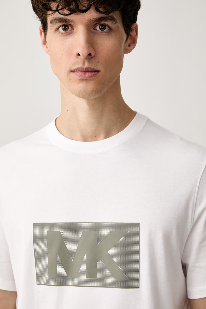 Michael Kors T-shirt męski bawełniany biały CT6531DFV4