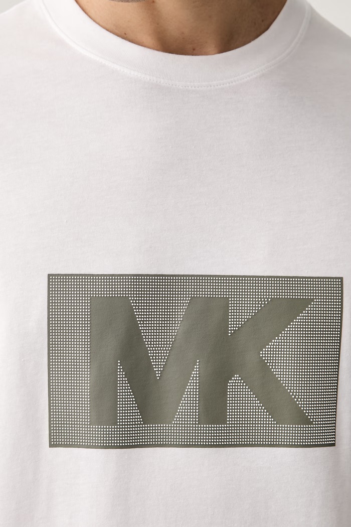 Michael Kors T-shirt męski bawełniany CT6531DFV4 biały