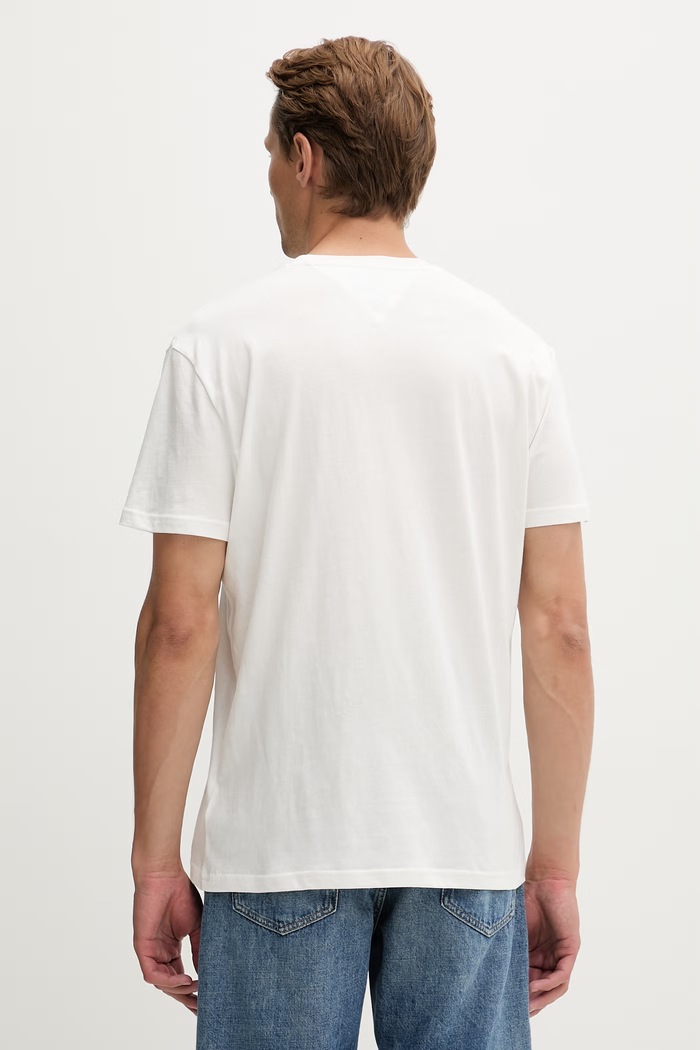 Odzież Tommy Jeans T-shirt męski bawełniany DM0DM23406 biały