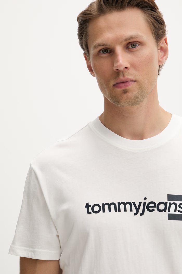 Tommy Jeans T-shirt męski bawełniany biały DM0DM23406