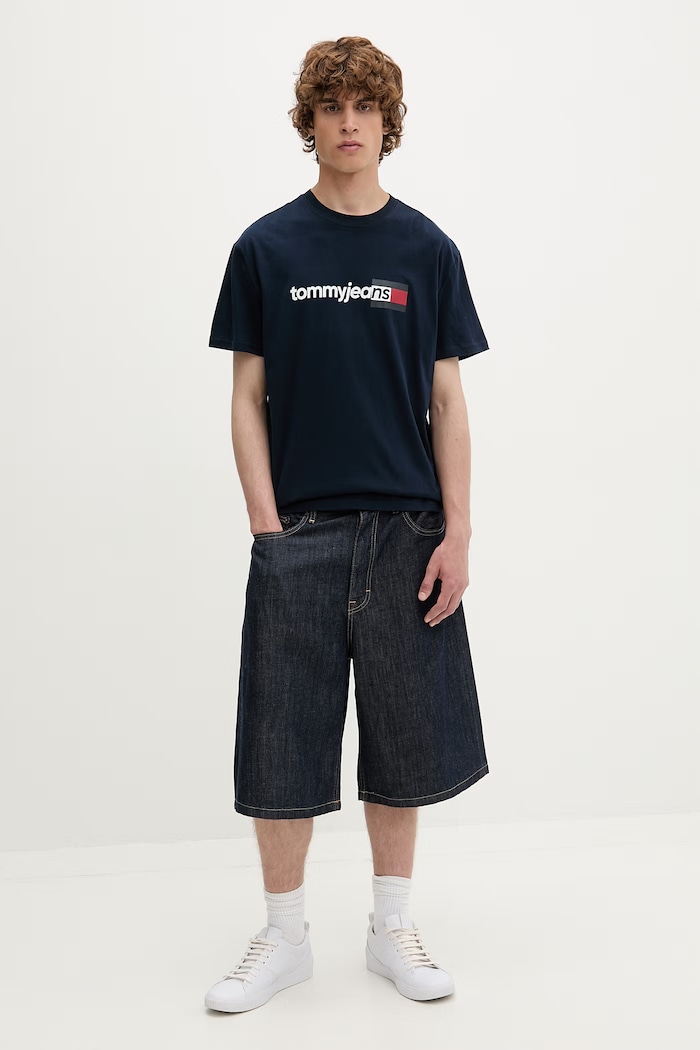 Tommy Jeans tričko pánske bavlnené DM0DM23406 tmavomodrá AW26