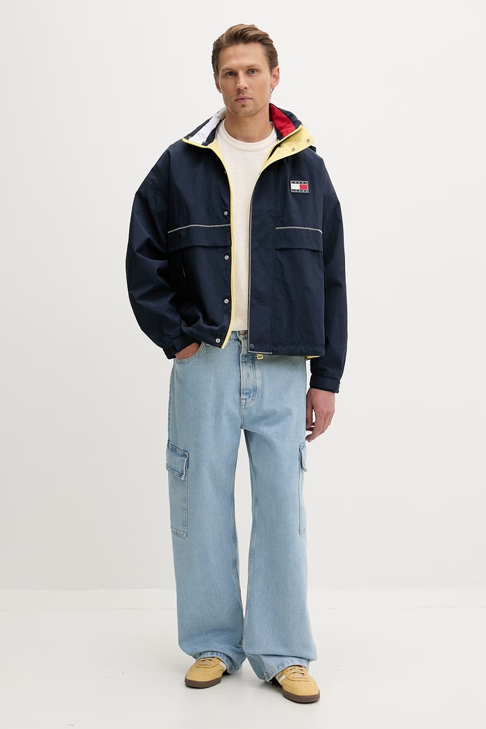 Tommy Jeans T-shirt męski bawełniany DM0DM23190 beżowy AW26
