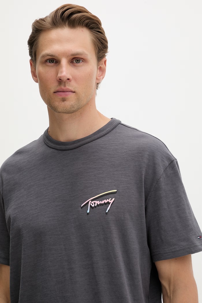 Tommy Jeans tricou pentru bărbați, din bumbac gri DM0DM23190