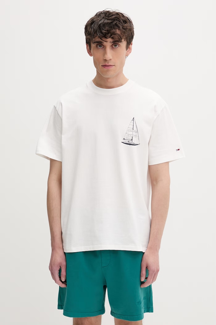 Ruházat Tommy Jeans t-shirt férfi pamut DM0DM23184 fehér