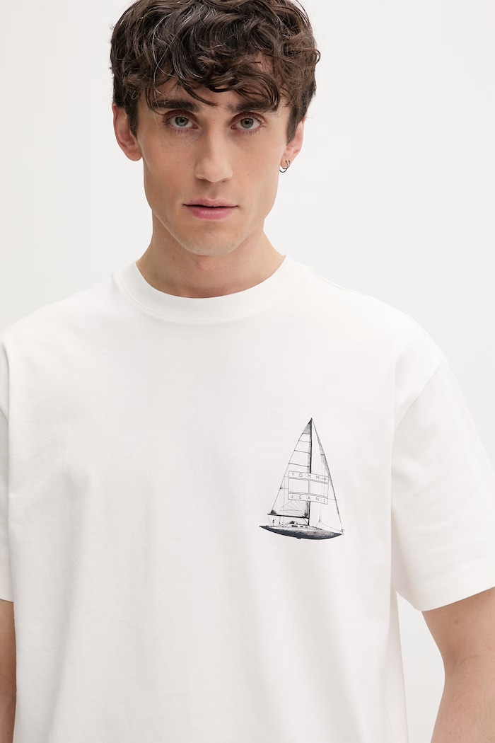 Tommy Jeans t-shirt férfi pamut fehér DM0DM23184
