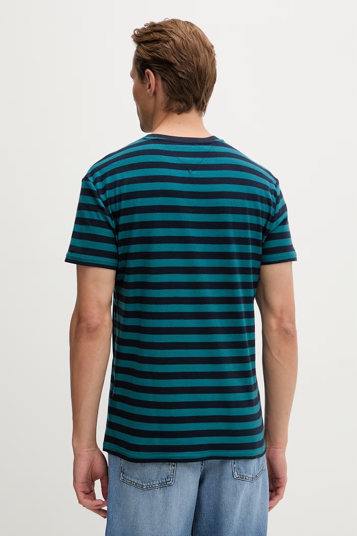 Odzież Tommy Jeans T-shirt męski bawełniany DM0DM23169 turkusowy