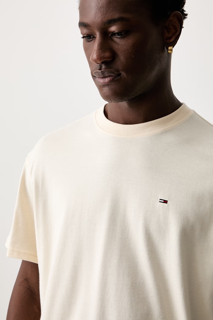 Tommy Jeans t-shirt ανδρικό βαμβακερό μπεζ DM0DM22507
