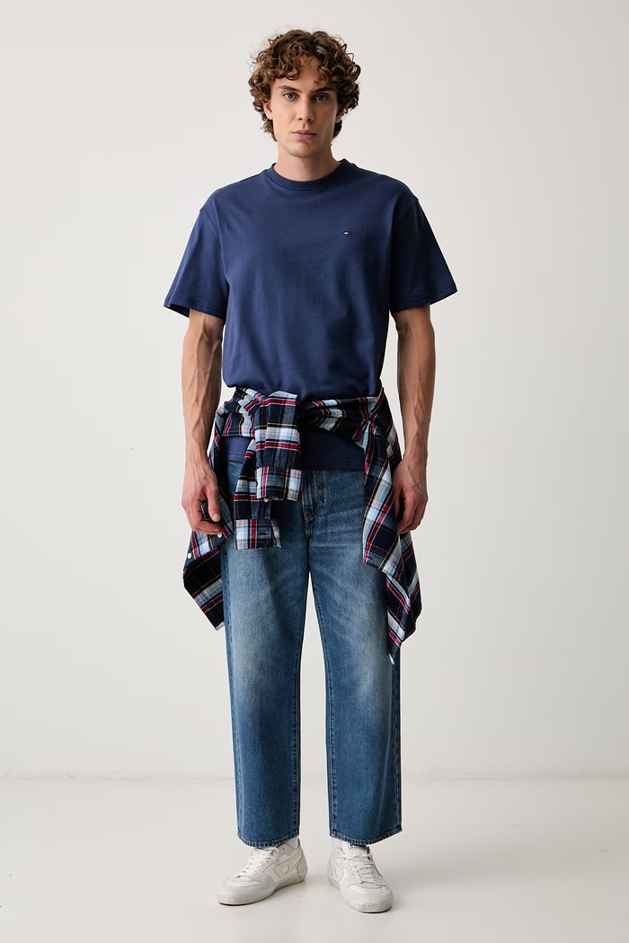 Tommy Jeans tričko pánské bavlněné DM0DM22507 námořnická modř AW26
