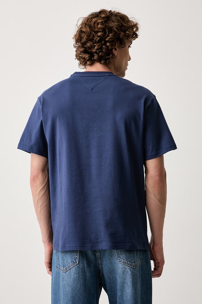 Oblečení Tommy Jeans tričko pánské bavlněné DM0DM22507 námořnická modř