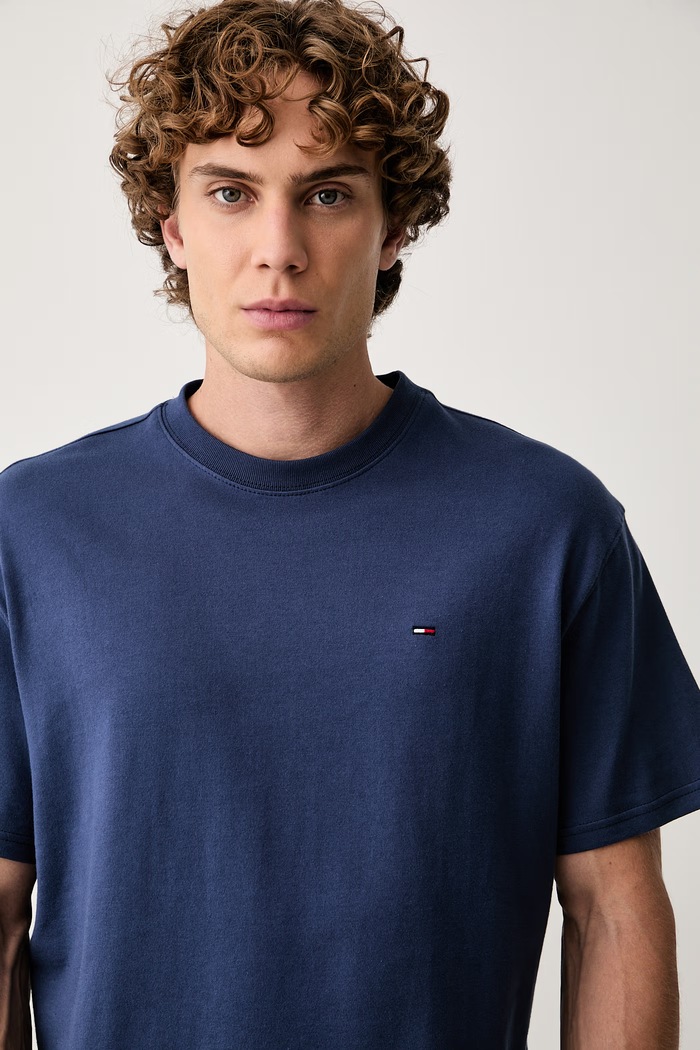Tommy Jeans tričko pánské bavlněné námořnická modř DM0DM22507