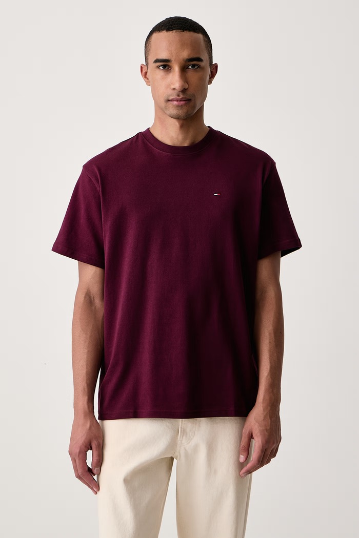 Tommy Jeans T-shirt męski bawełniany bordowy DM0DM22507