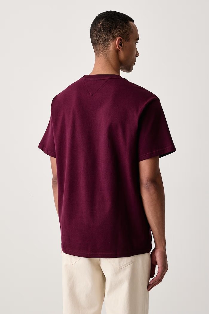 Odzież Tommy Jeans T-shirt męski bawełniany DM0DM22507 bordowy