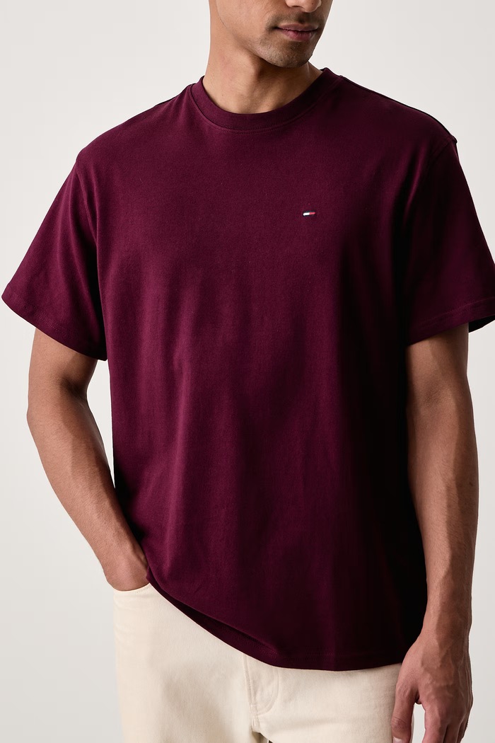 T-shirt męski bawełniany Tommy Jeans DM0DM22507 bordowy