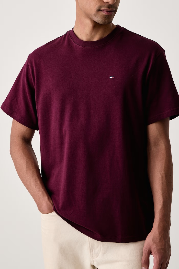 T-shirt męski bawełniany Tommy Jeans DM0DM22507 bordowy