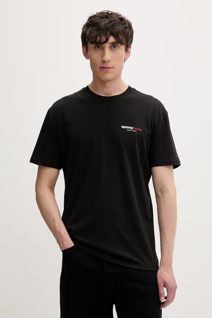 Tommy Jeans t-shirt ανδρικό βαμβακερό μαύρο DM0DM23375