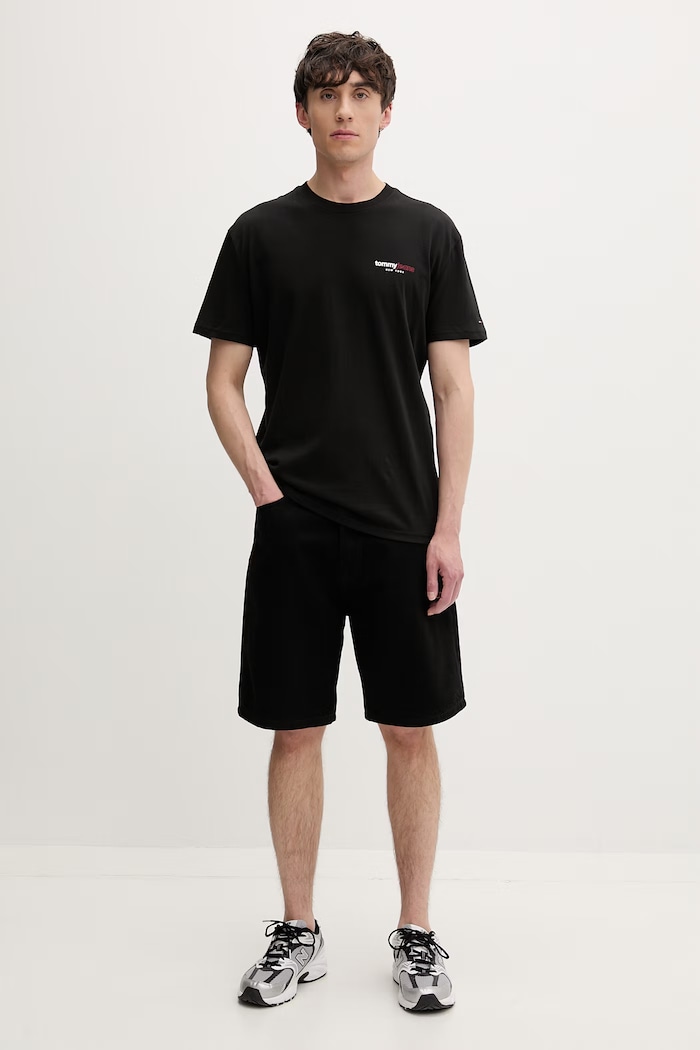 Tommy Jeans t-shirt ανδρικό βαμβακερό DM0DM23375 μαύρο AW26
