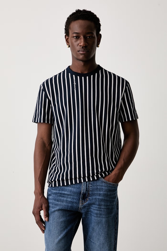 Tommy Jeans t-shirt ανδρικό βαμβακερό σκούρο μπλε DM0DM23374