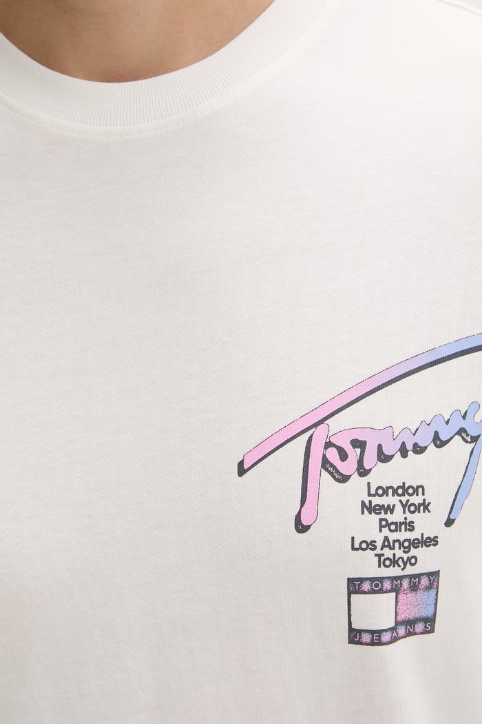 Tommy Jeans T-shirt męski bawełniany DM0DM23253 beżowy